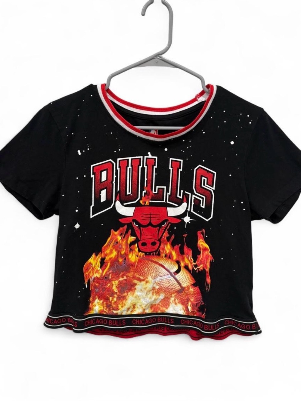 NBA Chicago Bulls Short Sleeve Cropped T-Shirt Small Basketball Retro Inspired